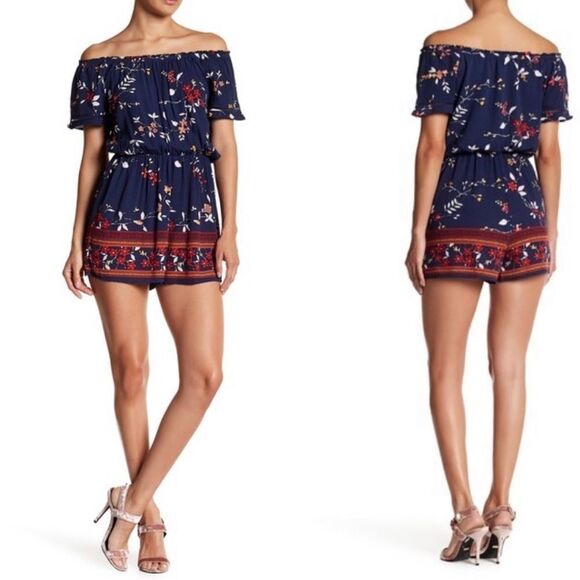 Sequin Hearts Pants - Floral Off the Shoulder Romper NWT